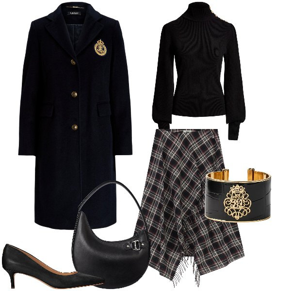 Outfit donna - Total look #2311580. Abbinamento con gonne lunghe, décolleté, maglieria, cappotti, borse a spalla, braccialetti.