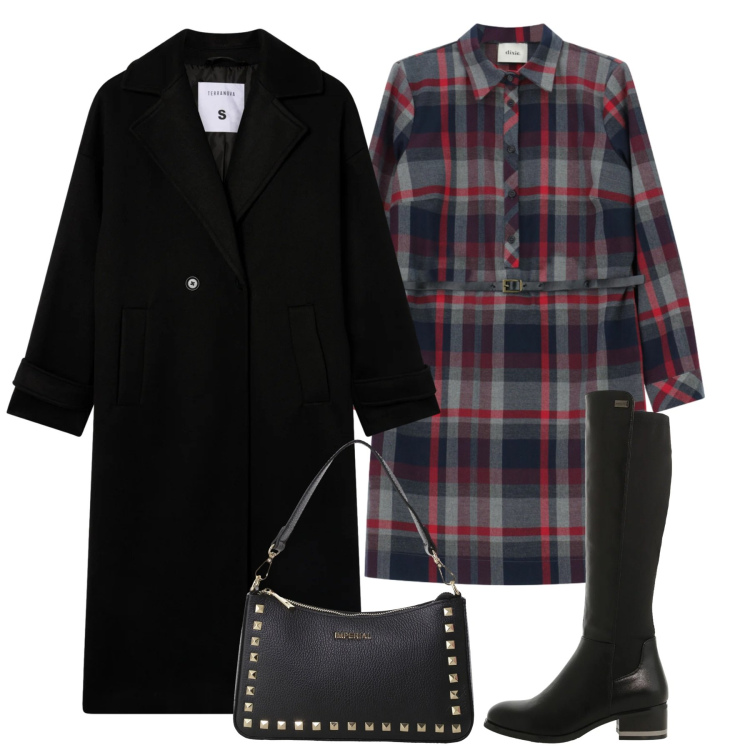 Outfit donna - Il cappotto nero - @laurafo. Stile Bon Ton per Tutti i giorni. Abbinamento con cappotti, pochette, stivali sopra il ginocchio, vestiti corti.