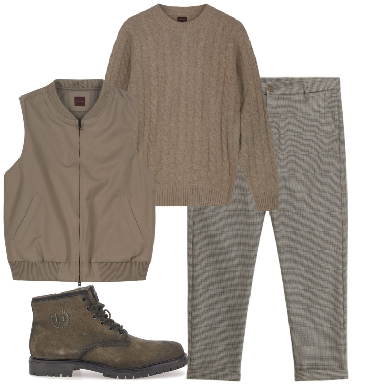 Outfit uomo - Gennaio in lana. Stile Urban per Tutti i giorni. Abbinamento con pantaloni, stivali e stivaletti, piumini, maglieria.