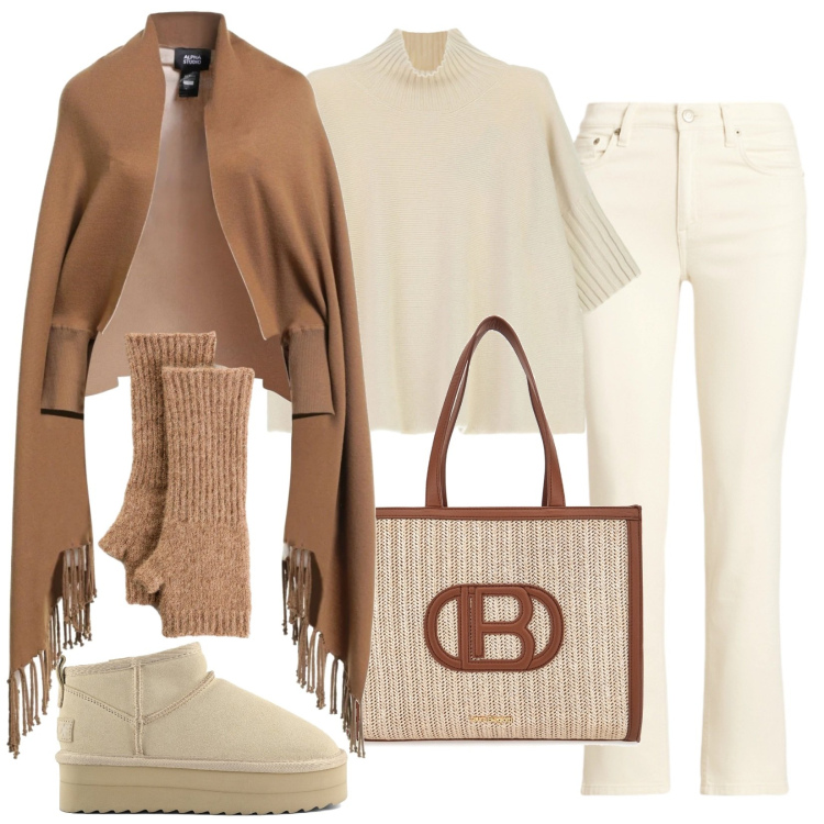 Outfit donna - Al calduccio. Stile Casual chic per Tutti i giorni. Abbinamento con guanti, cappe, maglieria, jeans dritti, borse a spalla, stivaletti.