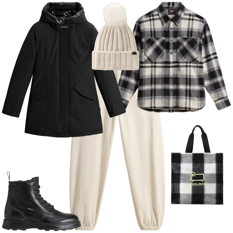 Outfit donna - Urban per tutti i giorni. Stile Urban per Tutti i giorni. Abbinamento con borse tote, parka, anfibi, camicie, pantaloni, berretti.