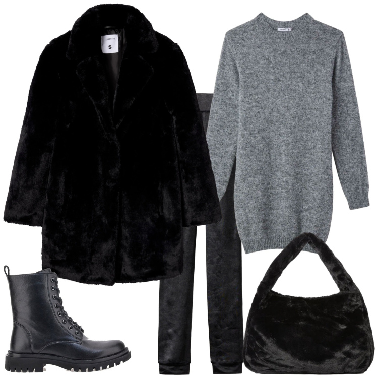 Outfit donna - City. Stile Casual chic per Tutti i giorni. Abbinamento con leggings, vestiti corti, cappotti, anfibi, borse a spalla.