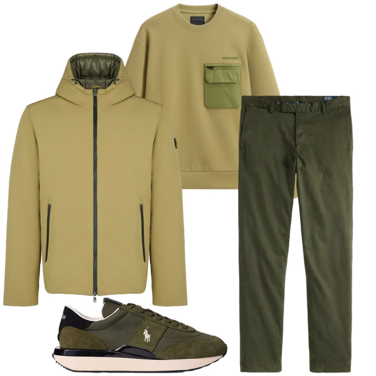 Outfit uomo - Total look #2311762. Stile Trendy per Tutti i giorni. Abbinamento con sneakers, pantaloni, parka, felpe.