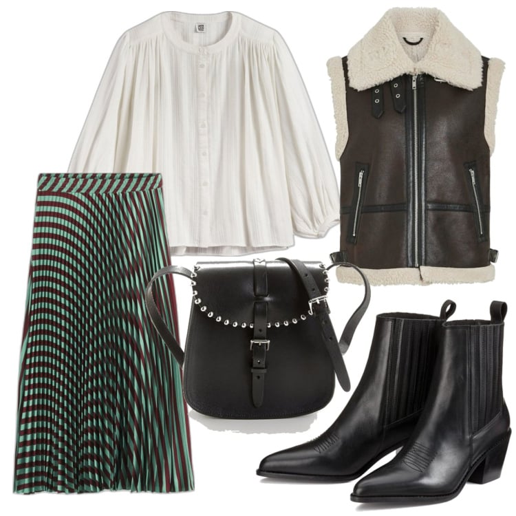 Outfit mujer - Bohemian. Estilo Boho para Todos los días. Combinación con botas cowboy, chalecos, faldas largas, camisas, bandoleras.