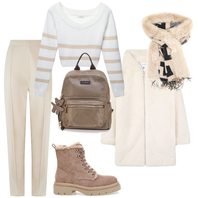 Outfit donna - Tonalità rilassante. per Tutti i giorni. Abbinamento con cappotti, maglieria, pantaloni, anfibi, zaini, cappe.