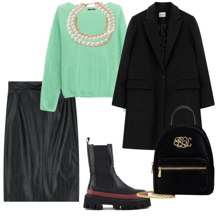 Outfit donna - Dixie. per Serata fuori. Abbinamento con collane, cappotti, maglieria, gonne, borse a tracolla, stivaletti chelsea.