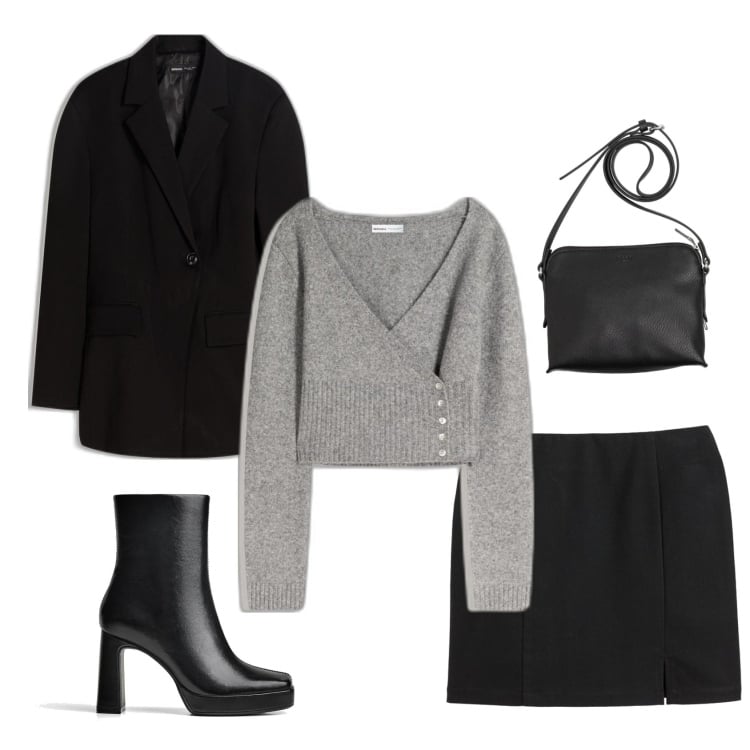 Outfit mujer - Feliz Año Nuevo. Estilo Casual chic para Todos los días. Combinación con cárdigans, minifaldas, blazers, bolsos saco, botines.