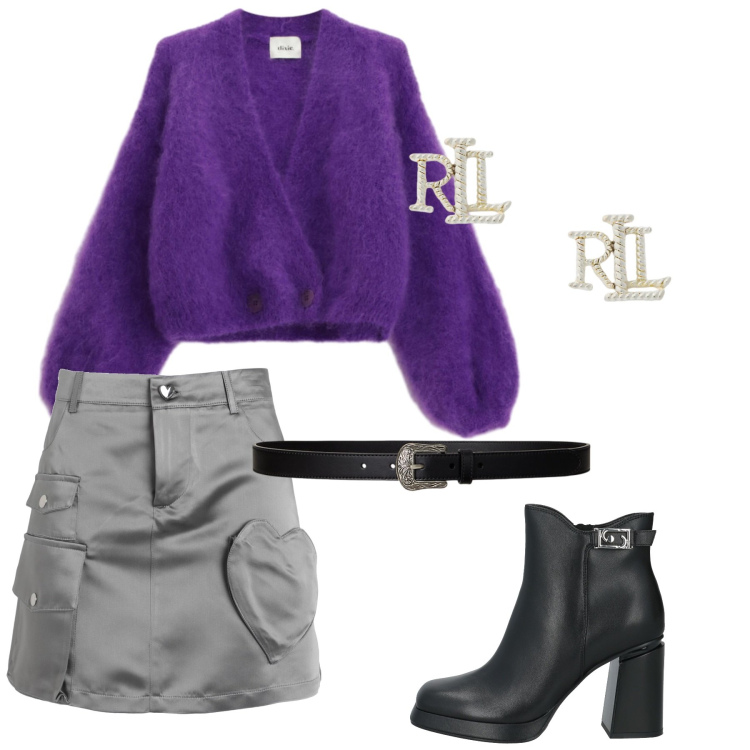 Outfit donna - Total look #2311912. Stile Rock per Serata fuori. Abbinamento con minigonne, stivaletti, cardigans, orecchini, cinture.