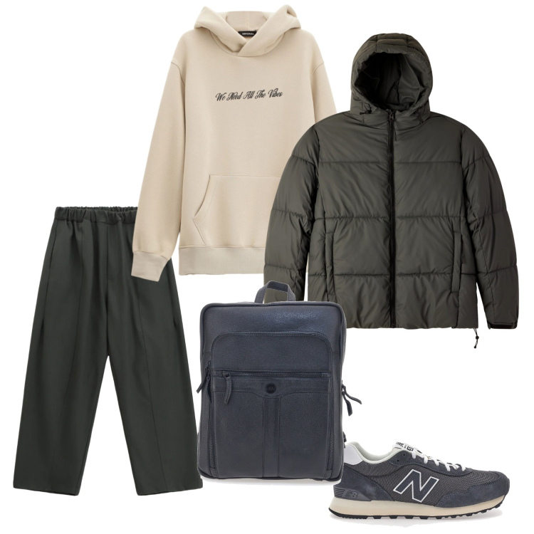 Outfit uomo - Praticità. per Sport. Abbinamento con bomber, felpe con cappuccio, pantaloni, sneakers, borse sportive.