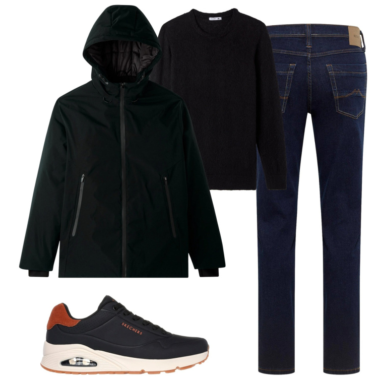 Outfit uomo - Total look #2311942. Stile Casual per Tutti i giorni. Abbinamento con jeans dritti, maglieria, giacche, sneakers.