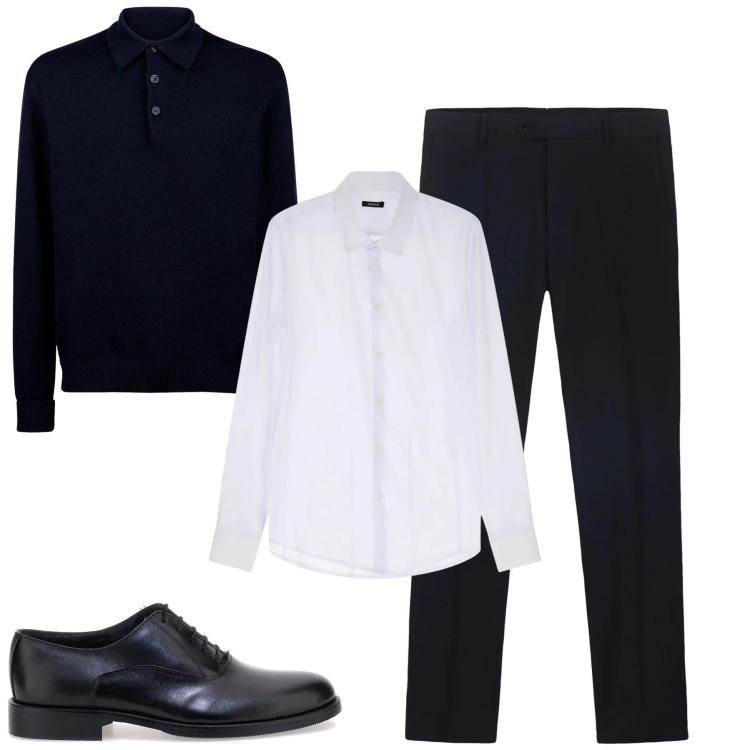 Outfit uomo - City. Stile Business/Elegante per Tutti i giorni. Abbinamento con camicie, pantaloni, scarpe stringate, polo.