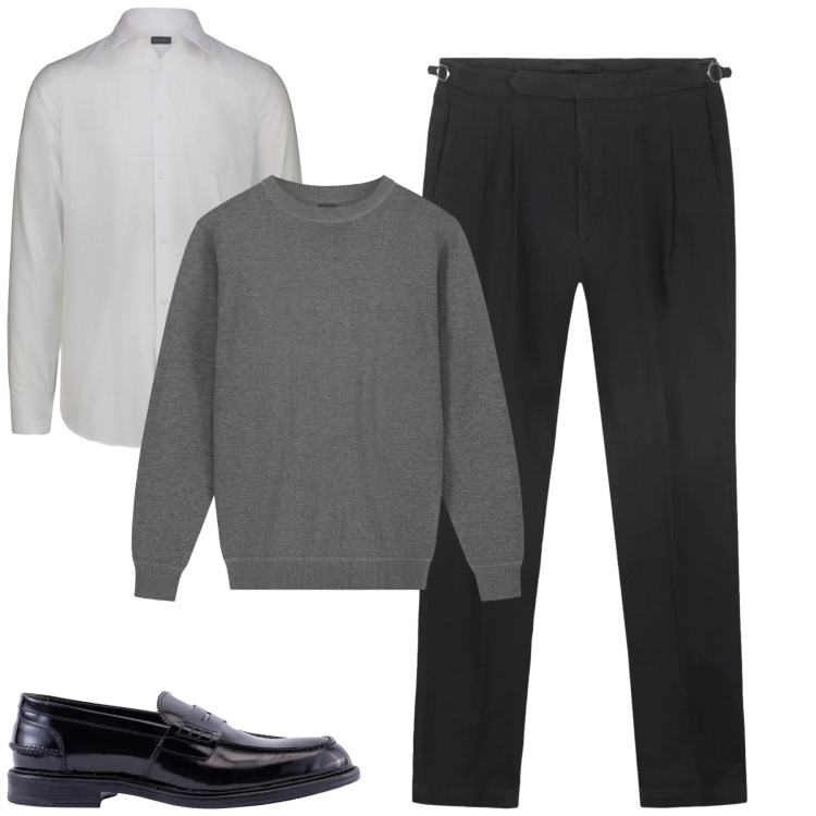 Outfit uomo - Total look #2311967. Stile Business/Elegante per Tutti i giorni. Abbinamento con maglieria, scarpe stringate, camicie, pantaloni.