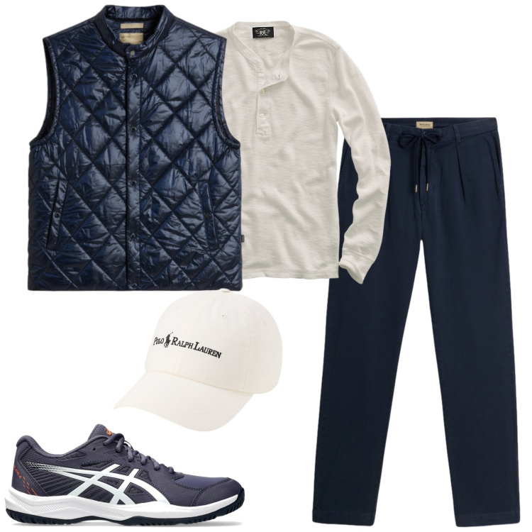 Outfit uomo - Total look #2311973. Stile Casual per Tutti i giorni. Abbinamento con t-shirt, cappelli, pantaloni, gilet, sandali.