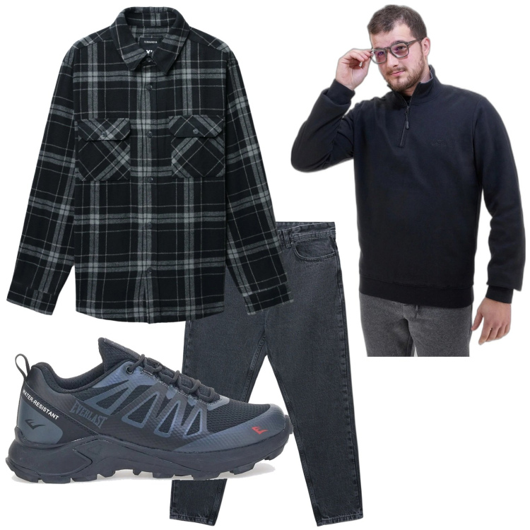 Outfit uomo - Easy. Stile Casual per Tutti i giorni. Abbinamento con cappotti, jeans strappati, felpe, sneakers.