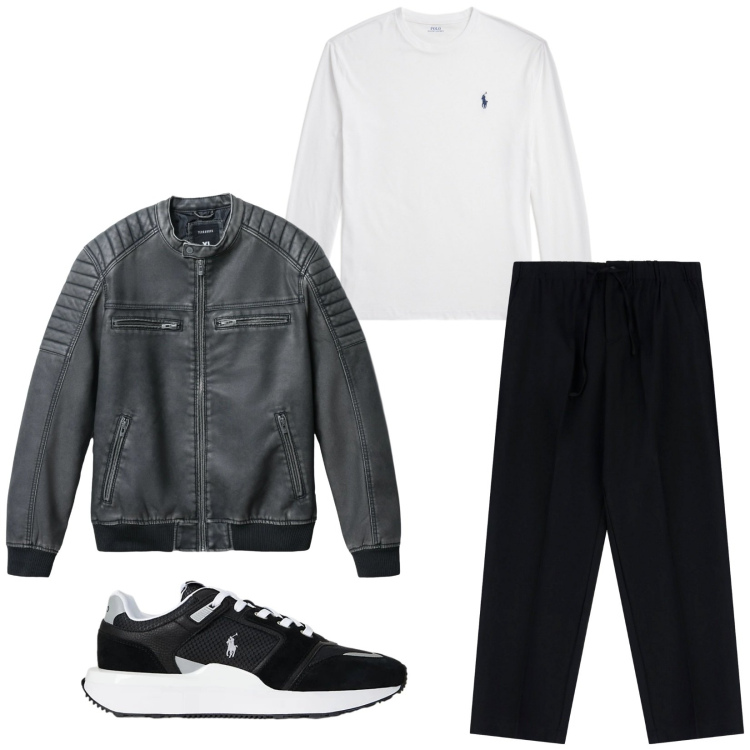 Outfit uomo - Total look #2312044. Stile Trendy per Tutti i giorni. Abbinamento con giacche, pantaloni, sneakers, t-shirt.