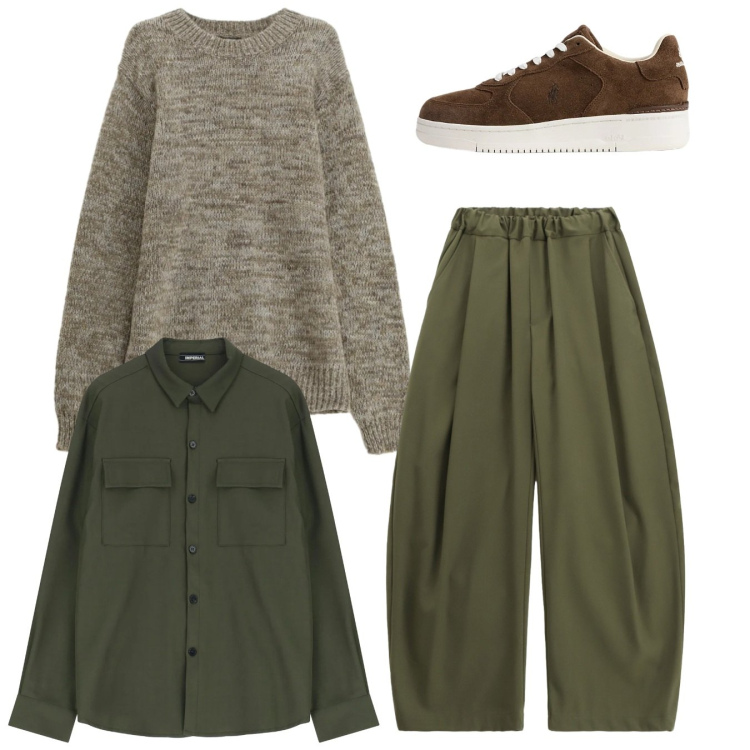 Outfit uomo - Total look. Stile Trendy per Tutti i giorni. Abbinamento con pantaloni, camicie, maglieria, sneakers.