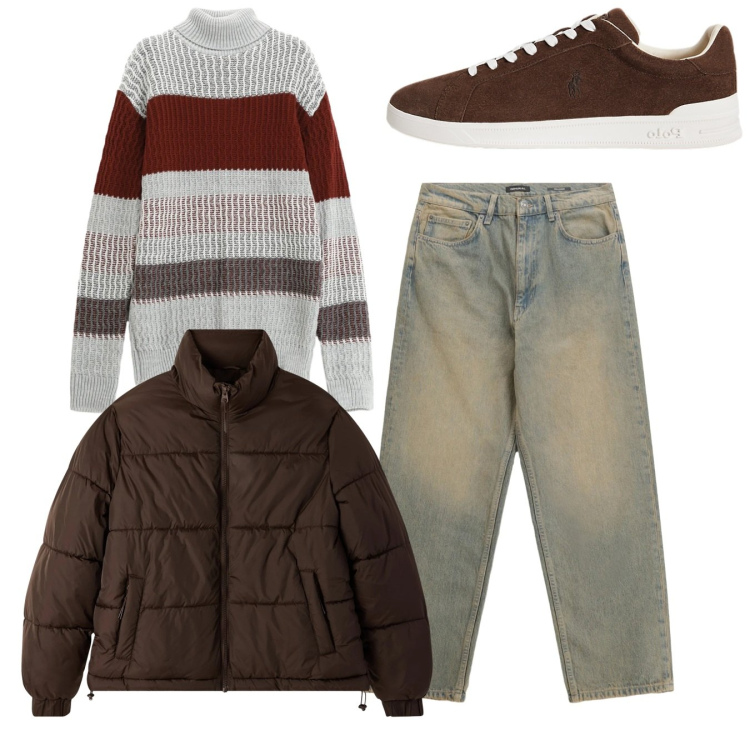 Outfit uomo - Total look. Stile Casual per Tutti i giorni. Abbinamento con bomber, maglieria, jeans, sneakers.