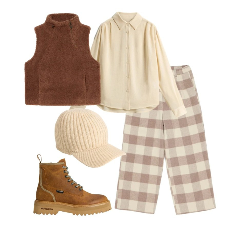 Outfit donna - Total look #2312076. Abbinamento con anfibi, pantaloni, cappelli, camicie, gilet.