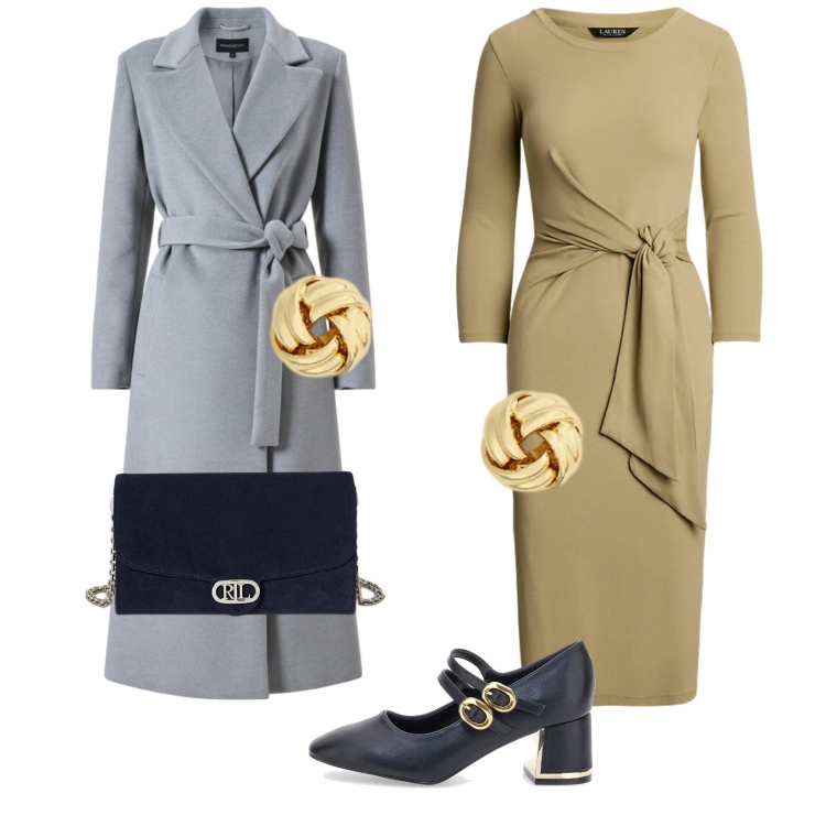 Outfit donna - Cerimonia. Stile Chic per Cerimonia. Abbinamento con cappotti, borse a tracolla, vestiti, orecchini, décolleté.