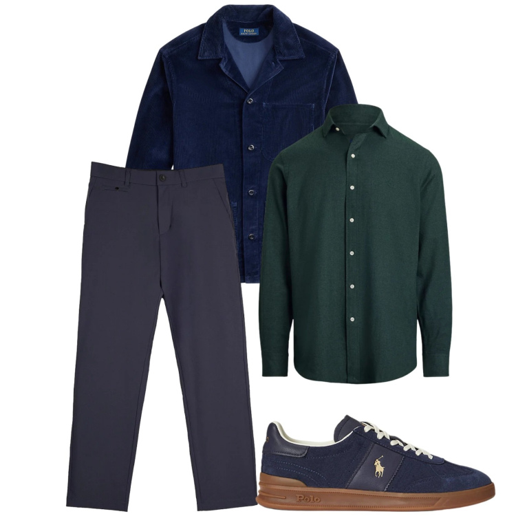 Outfit uomo - Total look #2312138. Stile Trendy per Serata speciale. Abbinamento con sneakers, giacche, camicie, pantaloni chino.