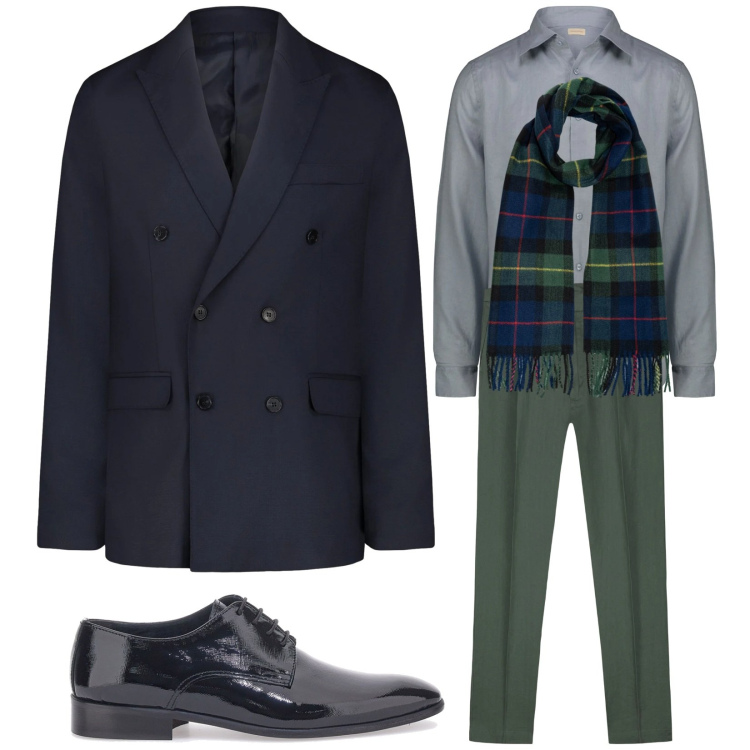 Outfit uomo - Royal. Stile Business/Elegante per Serata speciale. Abbinamento con scarpe stringate, camicie, pantaloni, sciarpe, giacche.