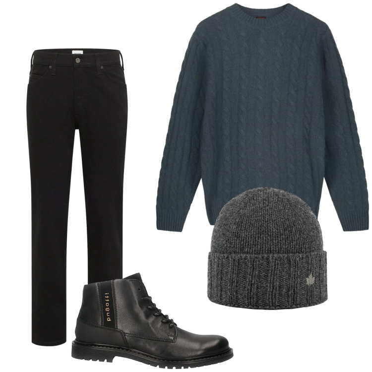 Outfit uomo - Total look #2312166. Stile Casual per Tutti i giorni. Abbinamento con jeans dritti, cappelli, stivali e stivaletti, maglieria.