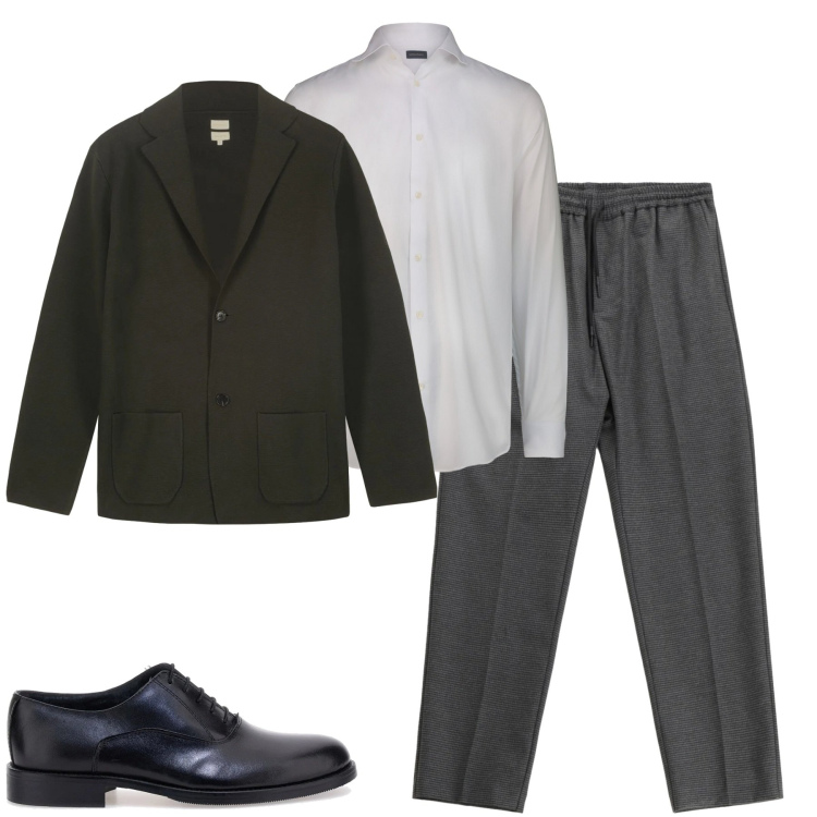 Outfit uomo - Gennaio. Stile Urban per Tutti i giorni. Abbinamento con pantaloni, giacche, camicie, scarpe stringate.