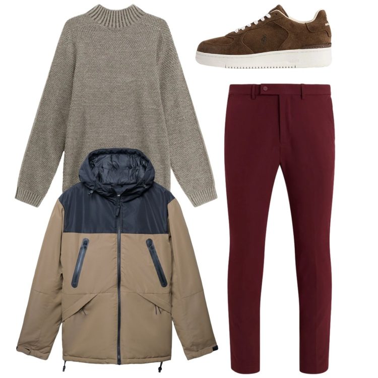 Outfit uomo - Total look. Stile Casual per Tutti i giorni. Abbinamento con bomber, maglieria, sneakers, pantaloni.