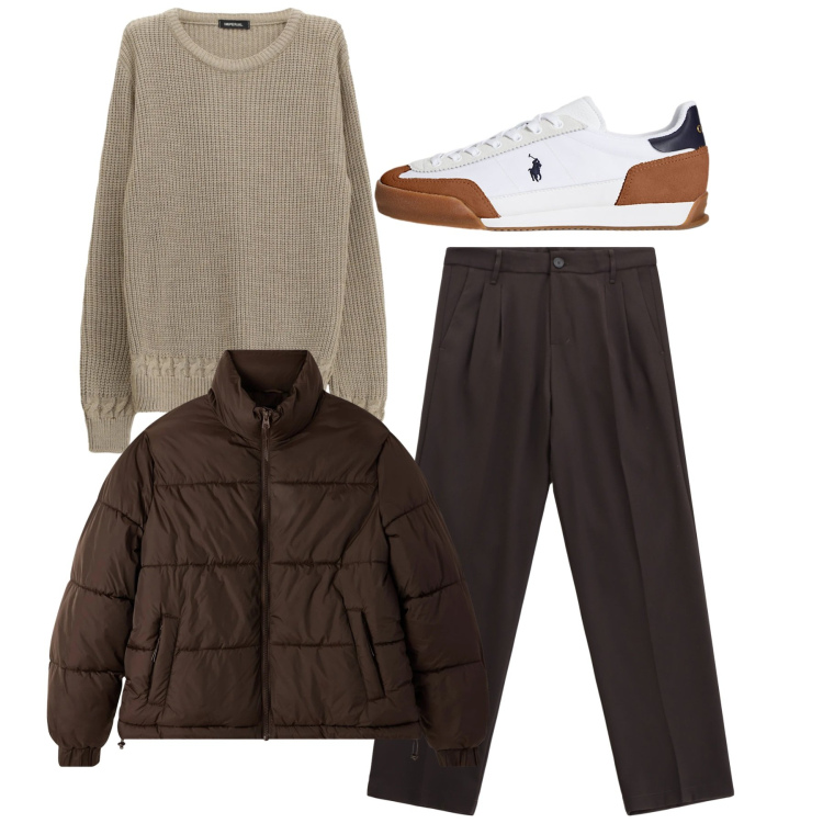 Outfit uomo - Total look. Stile Casual per Tutti i giorni. Abbinamento con bomber, pantaloni, maglieria, sneakers.