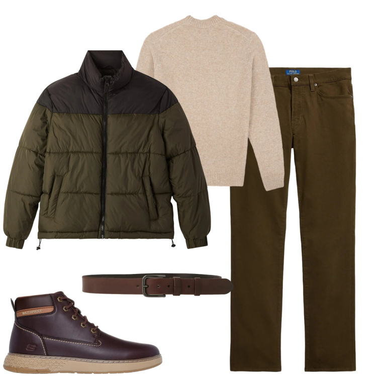Outfit uomo - City. Stile Urban per Tutti i giorni. Abbinamento con bomber, cinture, pantaloni, stivali e stivaletti, maglieria.