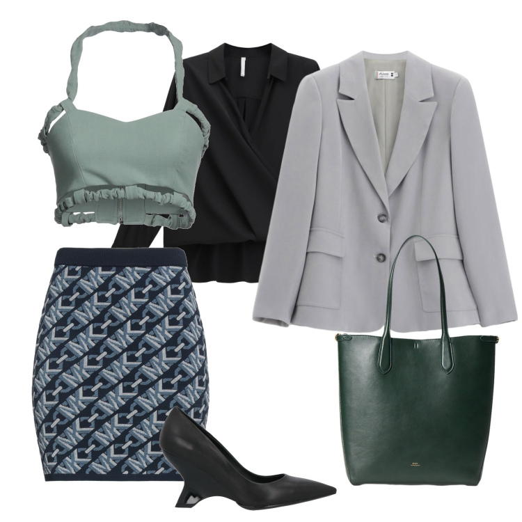 Outfit donna - Total look #2312352. Stile Chic per Cerimonia. Abbinamento con minigonne, décolleté, top, blazer, camicie, borse tote.