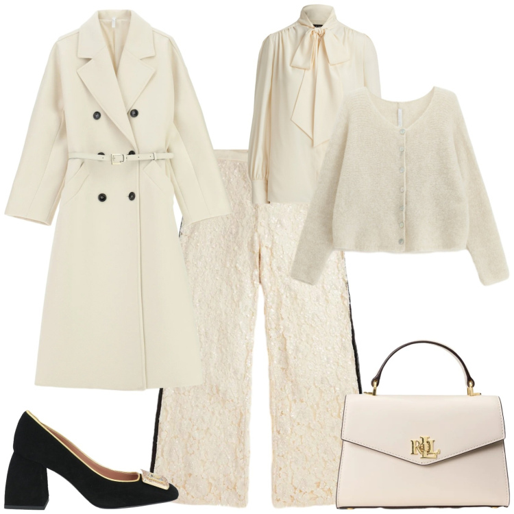 Outfit donna - Bin ton evento speciale in bianco. Stile Bon Ton per Tutti i giorni. Abbinamento con décolleté, cappotti, cardigans, camicie, borse a mano, pantaloni.