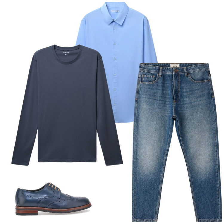 Outfit uomo - Total look #2312377. Stile Business/Elegante per Ufficio. Abbinamento con jeans, camicie, t-shirt, scarpe stringate.
