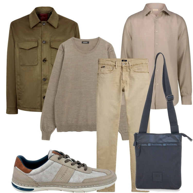 Outfit uomo - Total look per la città. Stile Casual per Tutti i giorni. Abbinamento con maglieria, jeans, portafogli, giacche, sneakers, camicie.