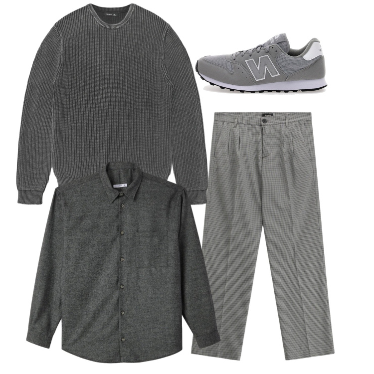 Outfit uomo - Total look. Stile Casual per Tutti i giorni. Abbinamento con maglieria, camicie, pantaloni, sneakers.