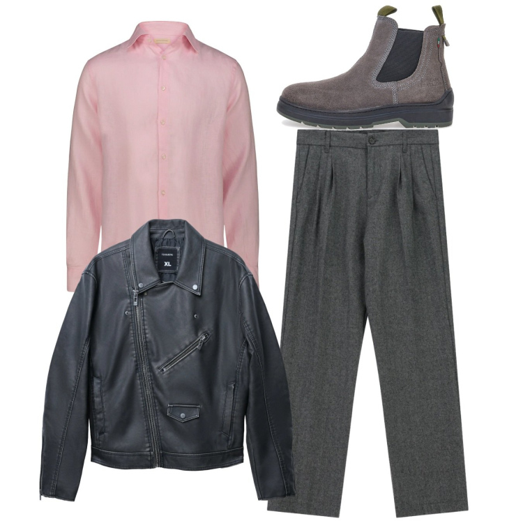 Outfit uomo - Total look. Stile Casual per Tutti i giorni. Abbinamento con giacche, pantaloni, stivali e stivaletti, camicie.