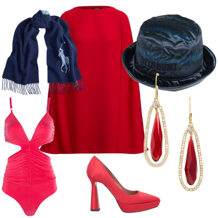 Outfit donna - La prima cerimonia dell anno. Stile Glamour per Cerimonia. Abbinamento con décolleté, cappelli, body, vestiti corti, orecchini, sciarpe.