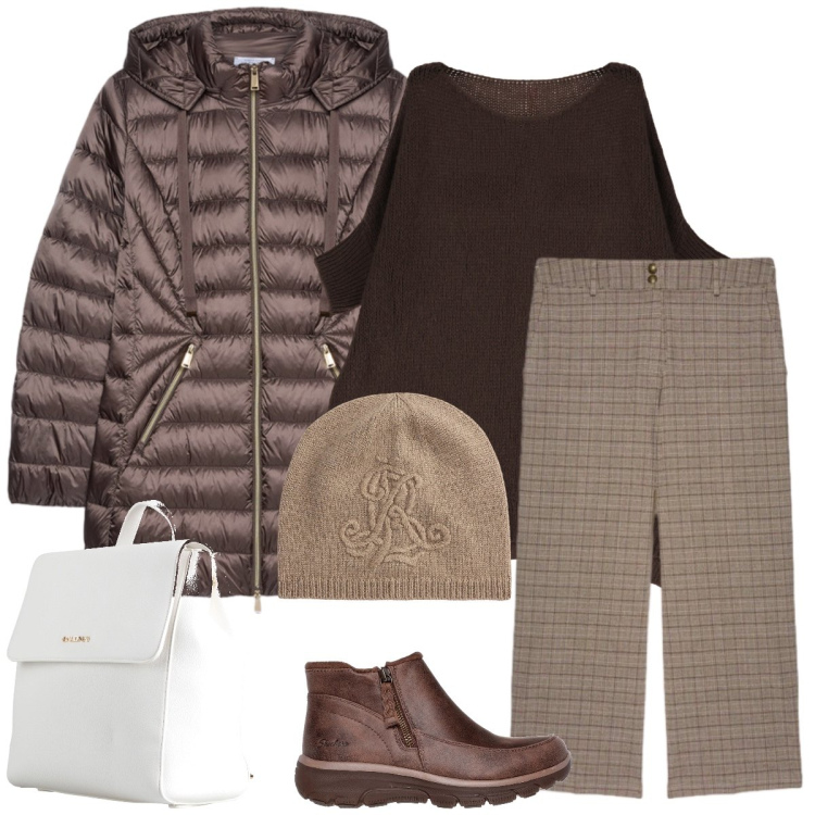 Outfit donna - Total look #2312580. Stile Casual chic per Tutti i giorni. Abbinamento con zaini, maglieria, berretti, stivaletti, pantaloni, piumini.