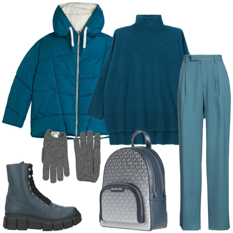 Outfit donna - Total look #2312595. Stile Casual chic per Tutti i giorni. Abbinamento con pantaloni, zaini, stivaletti, guanti, maglieria, piumini.