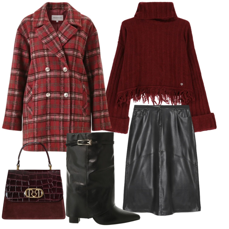 Outfit donna - Primi di gennaio. Stile Casual chic per Tutti i giorni. Abbinamento con maglieria, stivali, cappotti, borse a mano, gonne lunghe.