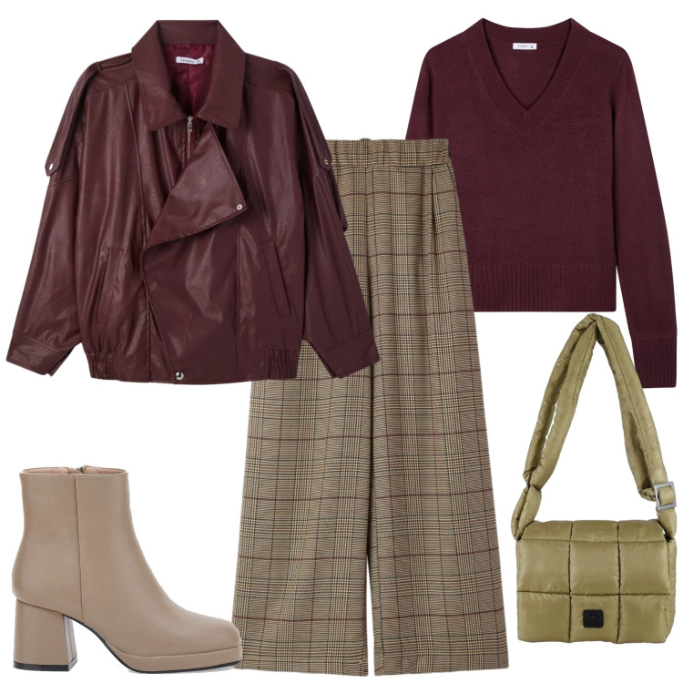 Outfit donna - Total look #2312697. Stile Urban per Tutti i giorni. Abbinamento con maglieria, pantaloni, giacche, borse a spalla, stivaletti.