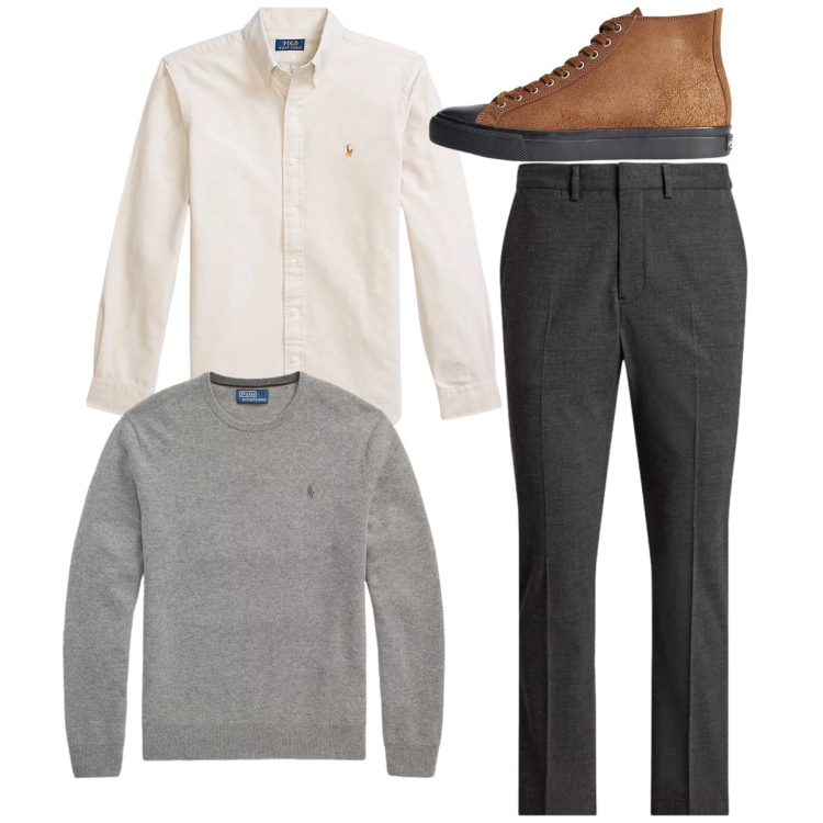 Outfit uomo - Total look. Stile Casual per Tutti i giorni. Abbinamento con sneakers, maglieria, camicie, pantaloni.