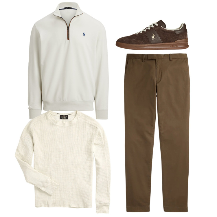 Outfit uomo - Total look. Stile Casual per Tutti i giorni. Abbinamento con maglieria, sneakers, pantaloni, pullovers.