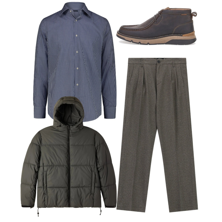 Outfit uomo - Total look. Stile Casual per Tutti i giorni. Abbinamento con bomber, pantaloni, scarpe stringate, camicie.