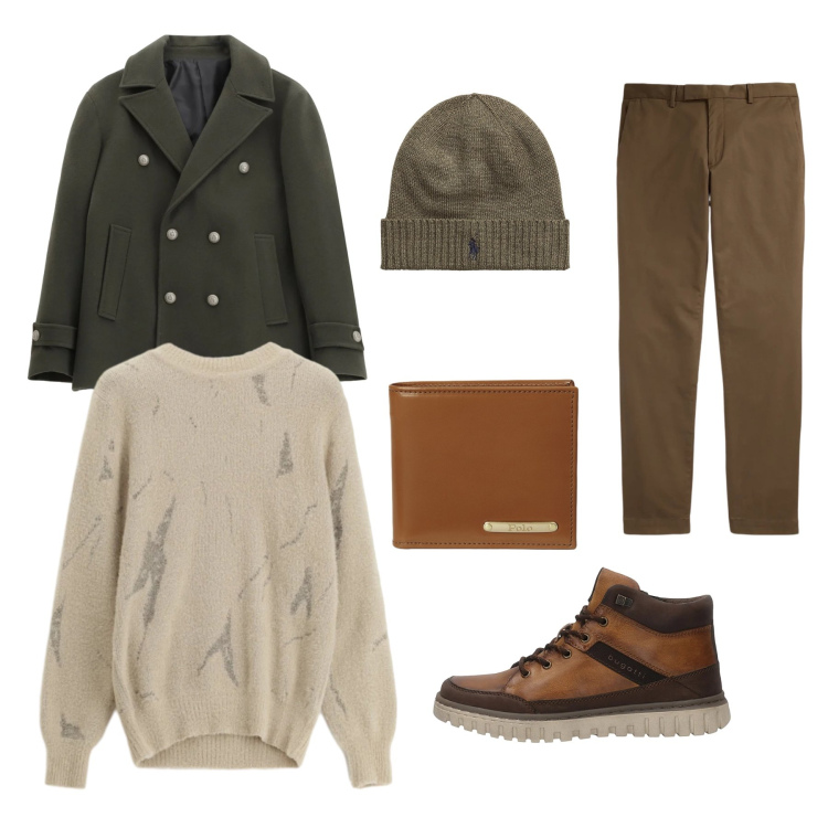 Outfit uomo - Si riparte. Stile Casual per Tutti i giorni. Abbinamento con cappotti, maglieria, berretti, pantaloni, portafogli, anfibi.