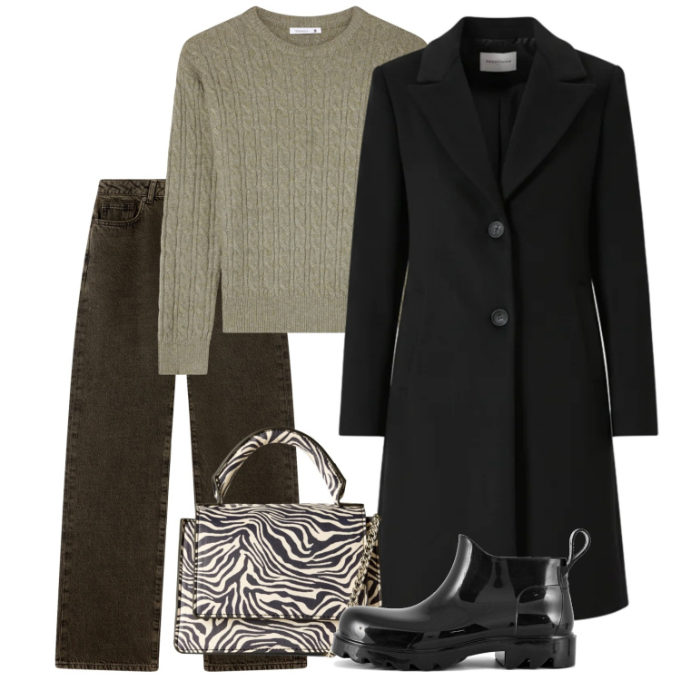 Outfit donna - Il cappotto nero - @laurafo. Stile Bon Ton per Tutti i giorni. Abbinamento con borse a tracolla, jeans dritti, maglieria, cappotti, stivali.