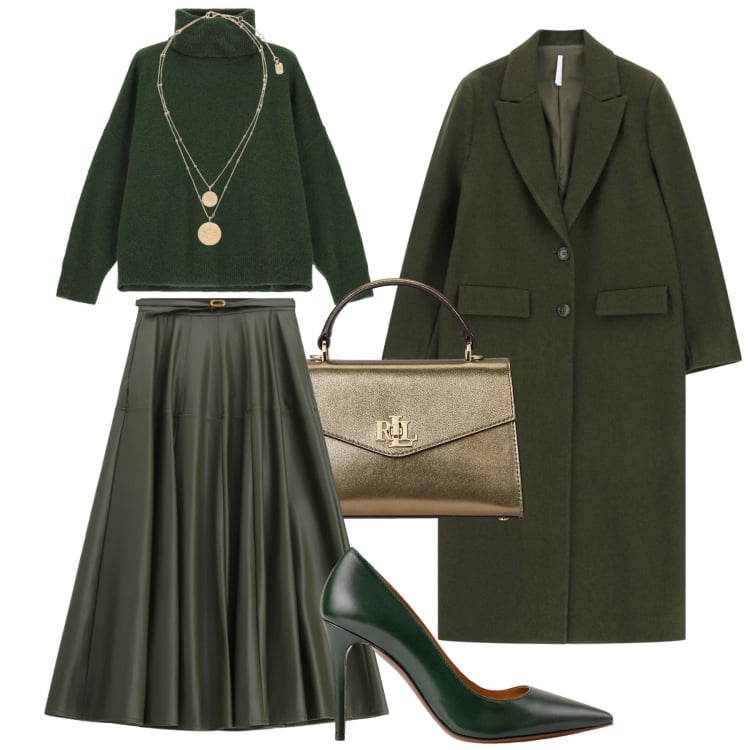 Outfit donna - Chic saldi Imperial. Stile Chic per Serata fuori. Abbinamento con gonne lunghe, maglieria, cappotti, ciondoli, décolleté, borse a mano.