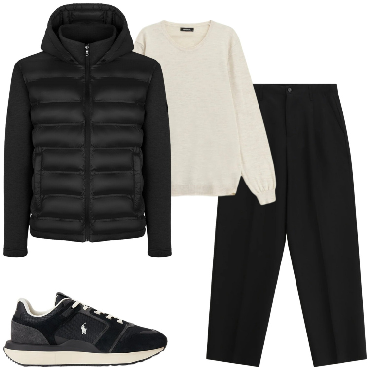 Outfit uomo - Total look #2312856. Stile Urban per Tutti i giorni. Abbinamento con pantaloni, maglieria, sneakers, piumini.