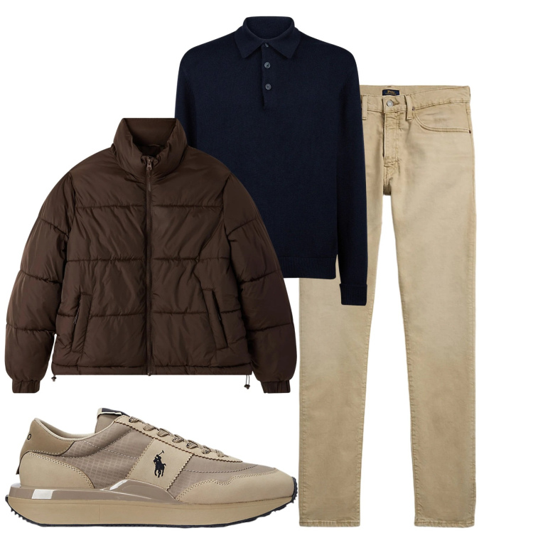 Outfit uomo - Total look #2312872. Stile Casual per Tutti i giorni. Abbinamento con bomber, sneakers, jeans, polo.