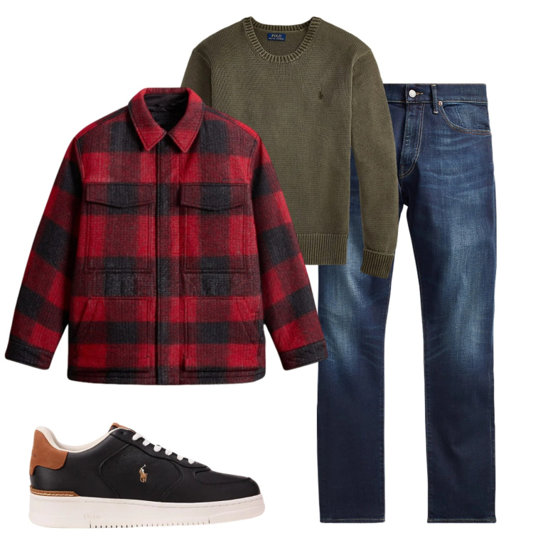 Outfit uomo - Total look #2312878. Stile Casual per Tutti i giorni. Abbinamento con sneakers, jeans, maglieria, cappotti.
